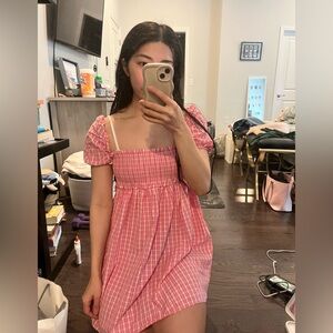 Pink Gingham Aritzia Babydoll Dress